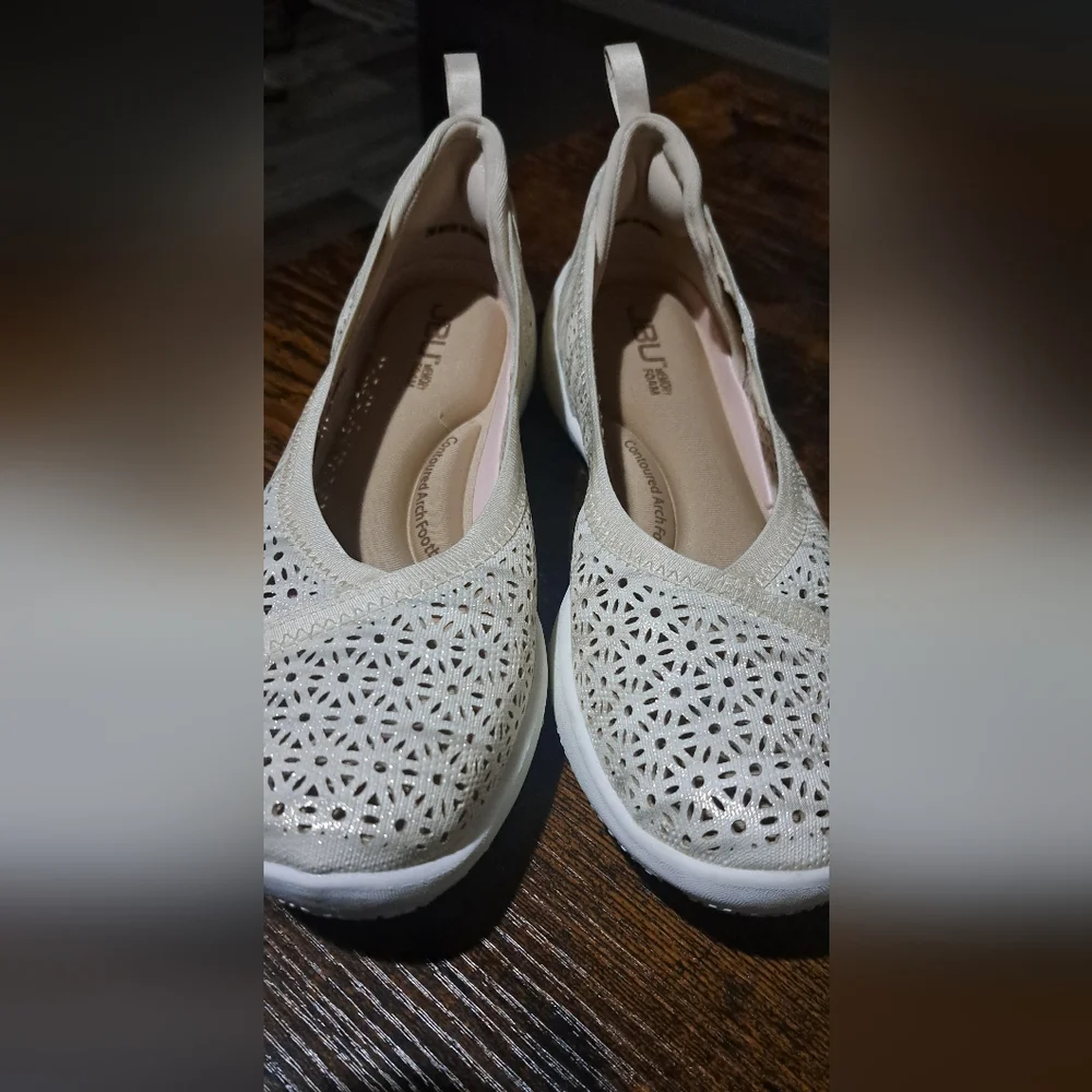 Jambu Emma Shoes Slip On Flats Round Toe Shimmer Cream Womens US 7 - Picture 2 of 11